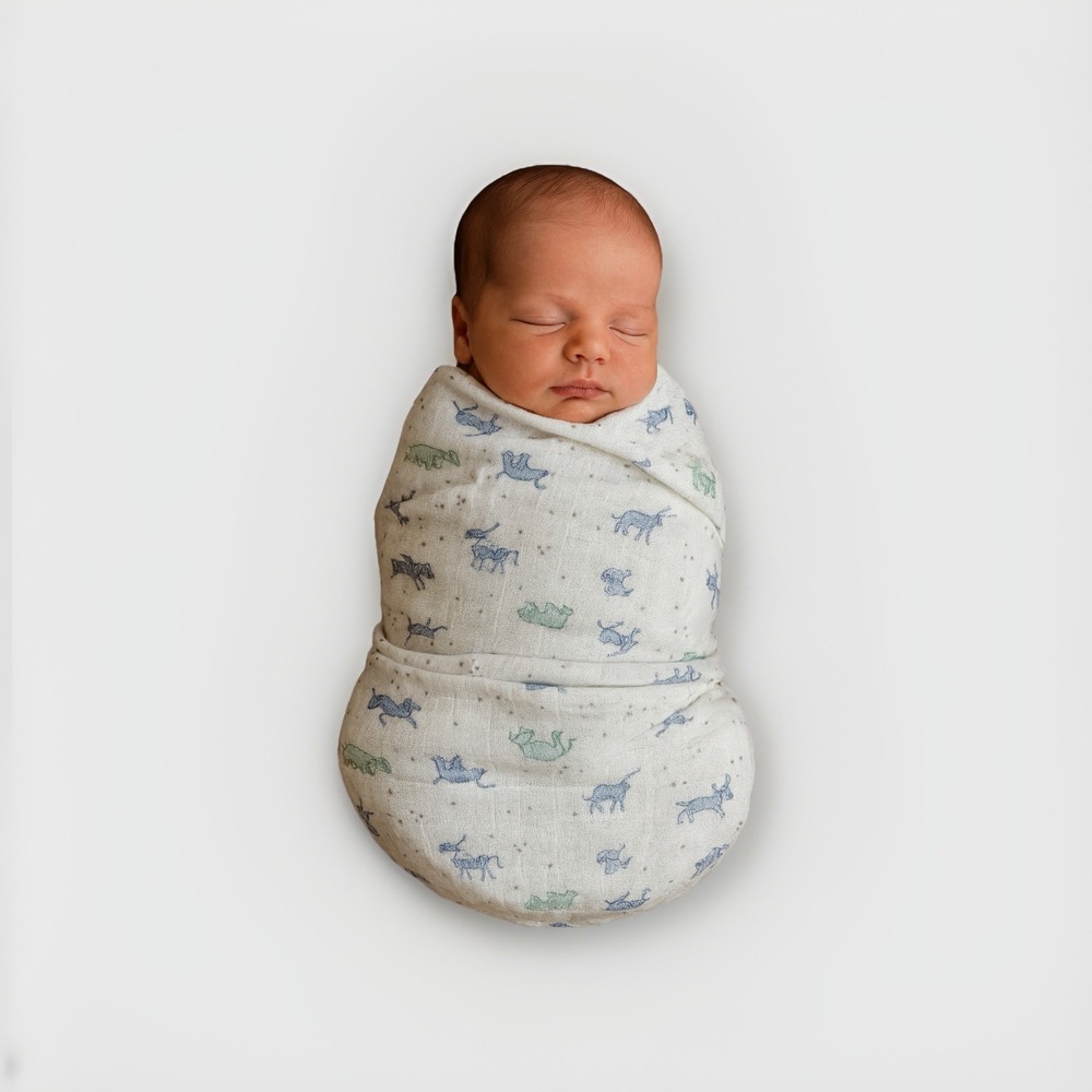 Aden + Anais Safari Animal Baby Swaddle Blanket Giraffe Elephant Hippo 47"x47"
